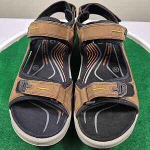 ECCO Yucatan Mens Sandals US 12-12.5 / EU46 Brown Leather Sport Velcro Straps